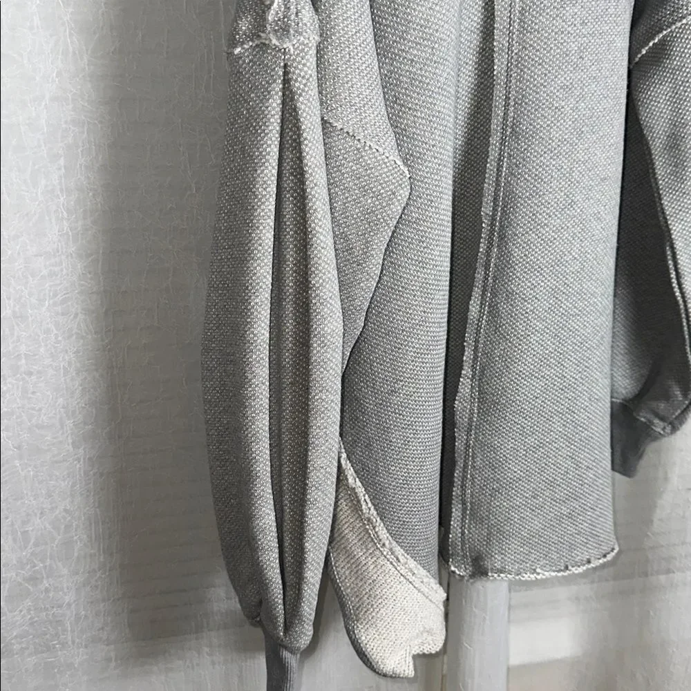 free people L Wonderful Oversized Cotton Sweater Pullover in Heather Gray